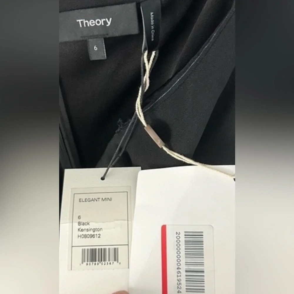 NWT Theory Kensington Elegant Black Mini Off-Shoulder Dress NWT Size 6 - Picture 7 of 7